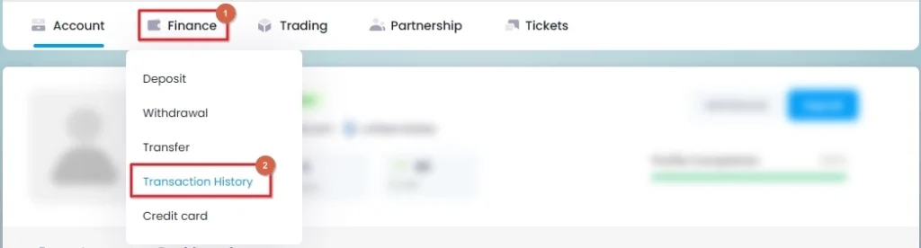 Navigate Finance > Transaction History