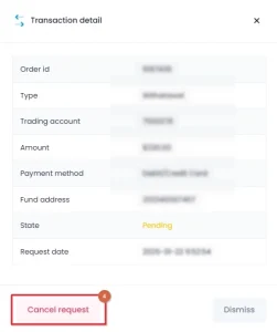 Click on the "Cancel Request" button