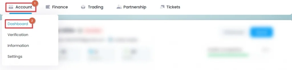 Navigate to Account > Dashboard