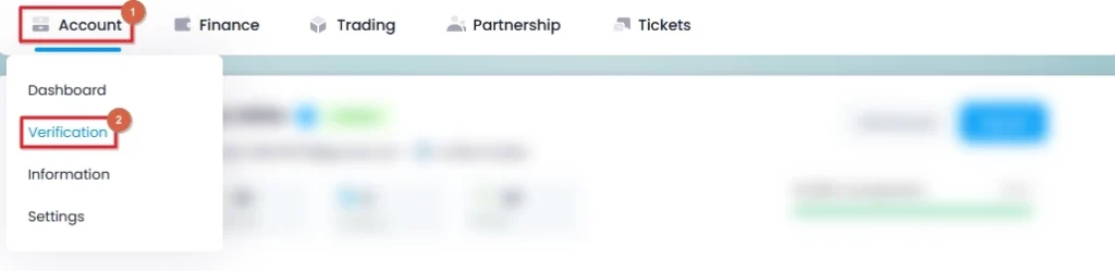 Navigate to Account > Verification