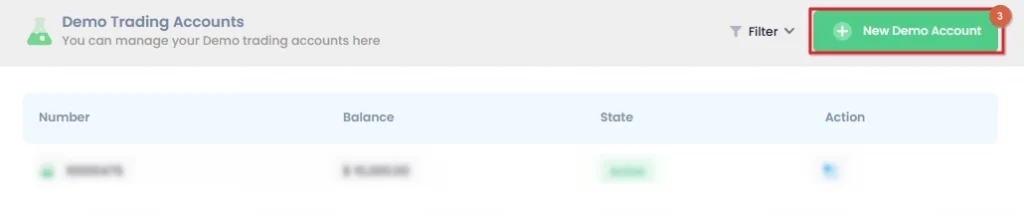 Click on the "New Demo Account" button