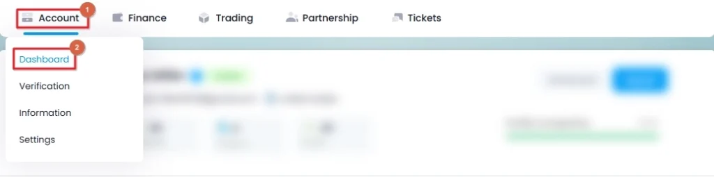 Navigate to Account > Dashboard