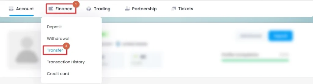 Navigate to Finance < Transfer