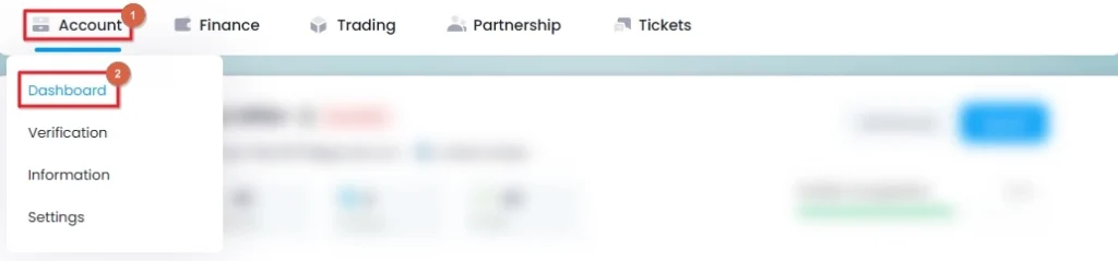 Navigate to Account > Dashboard