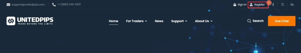 Click on the register link in main page 