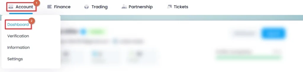 Navigate to Account > Dashboard